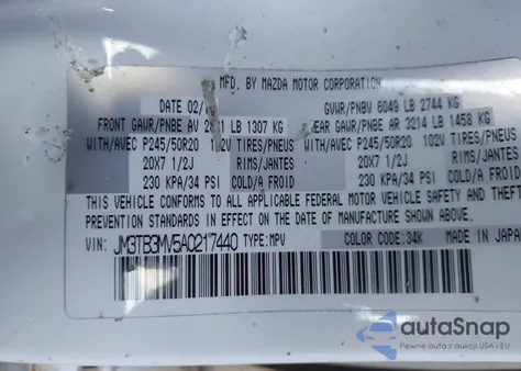 2010 Mazda Cx-9 Grand Touring из США, поврежденный, VIN JM3TB3MV5A0217440